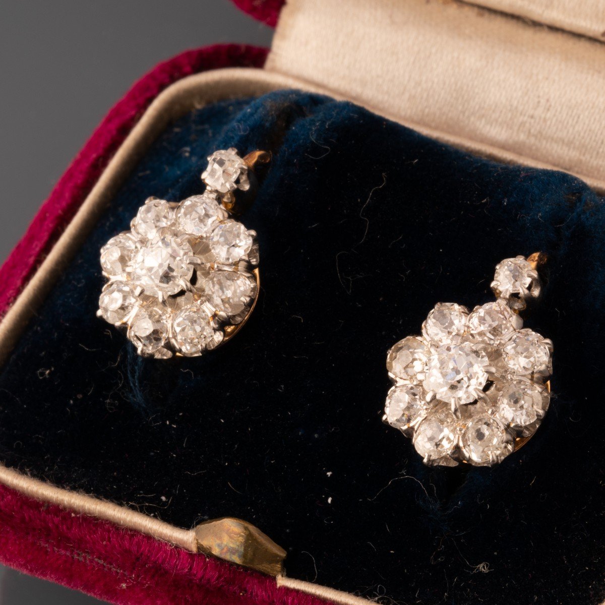 Boucles d'Oreilles Anciennes En Or Et Diamants-photo-2