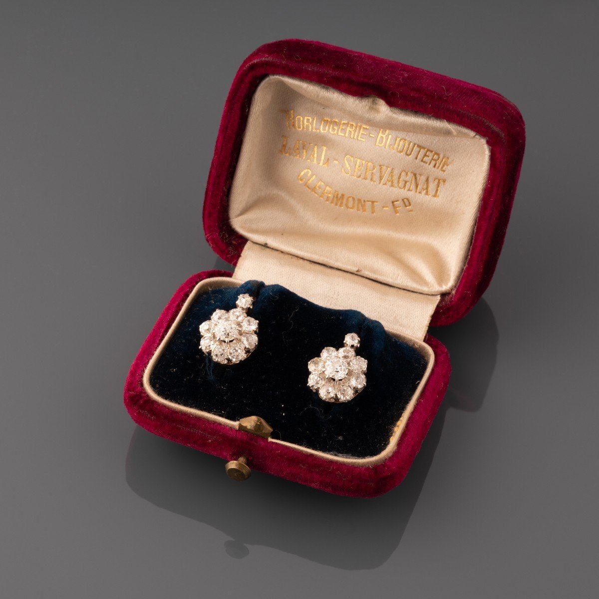 Boucles d'Oreilles Anciennes En Or Et Diamants-photo-1