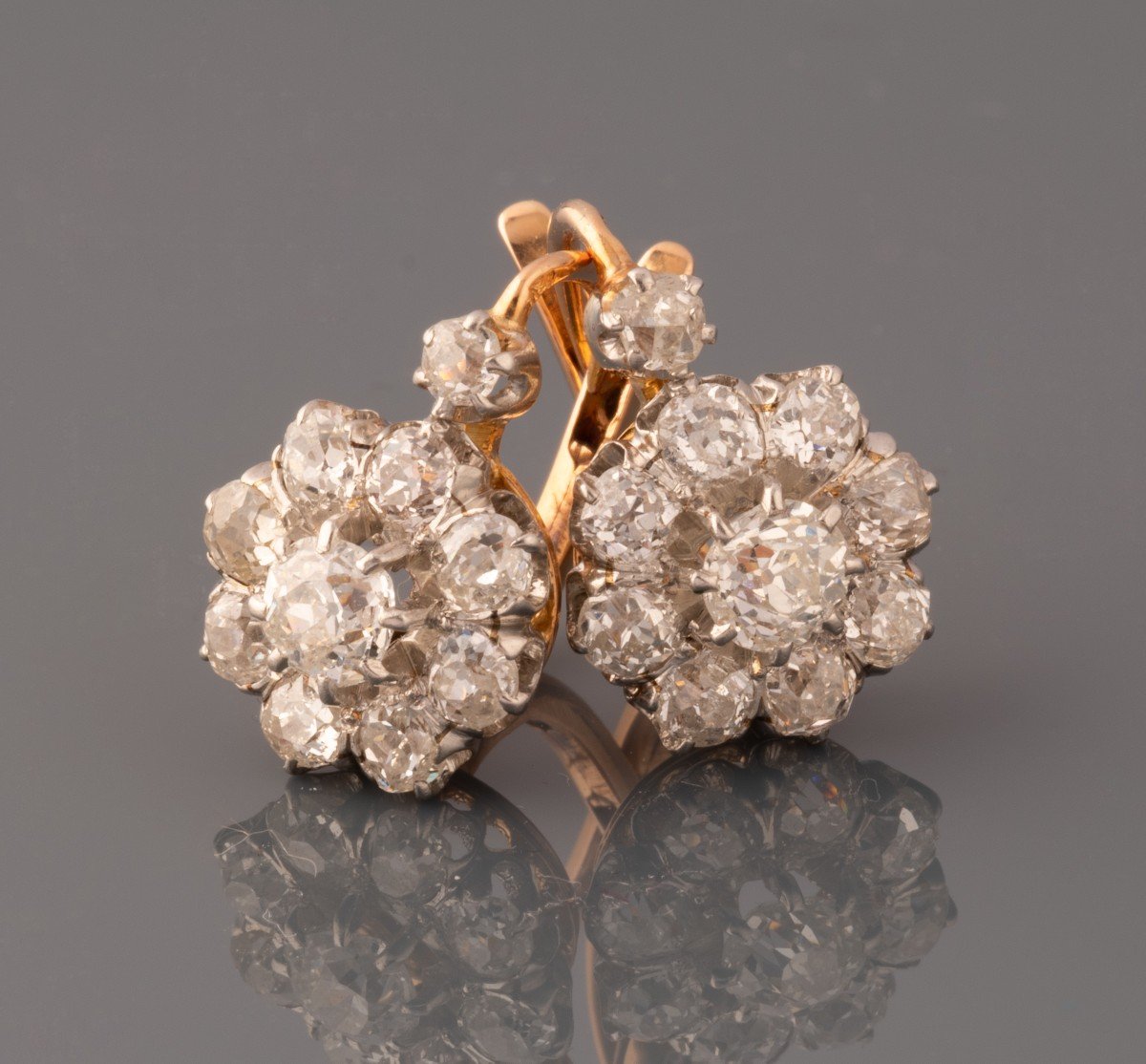 Boucles d'Oreilles Anciennes En Or Et Diamants