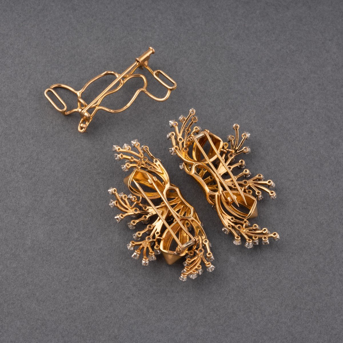 Vintage French Brooch In Gold And 8 Carats Of Diamonds-photo-1