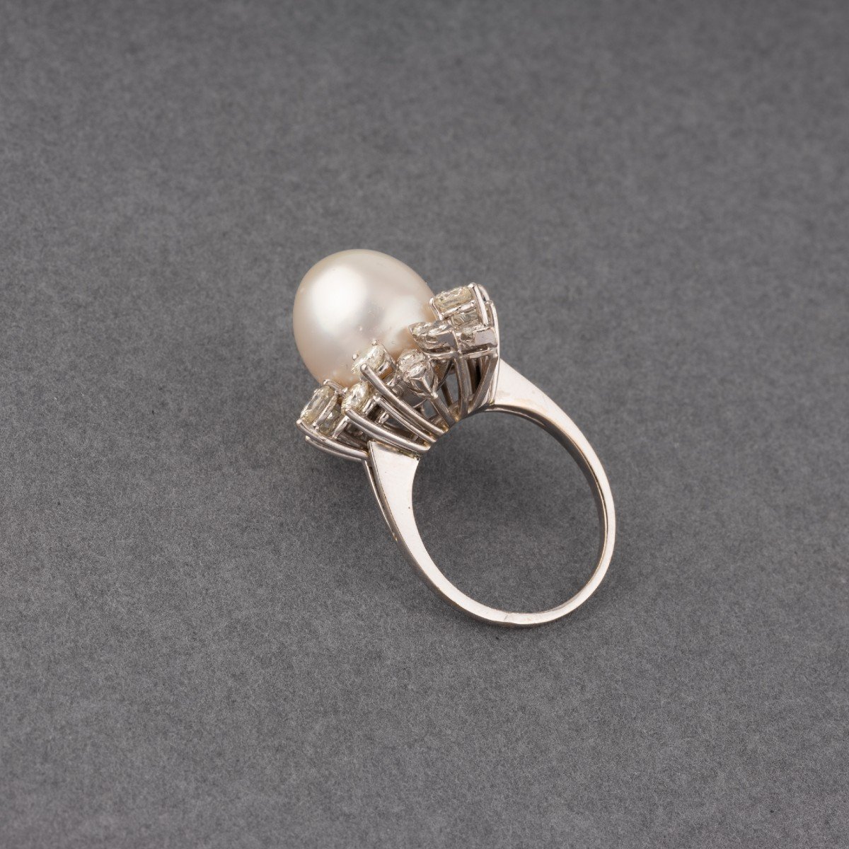 Vintage French Gold Diamond And Pearl Ring-photo-4