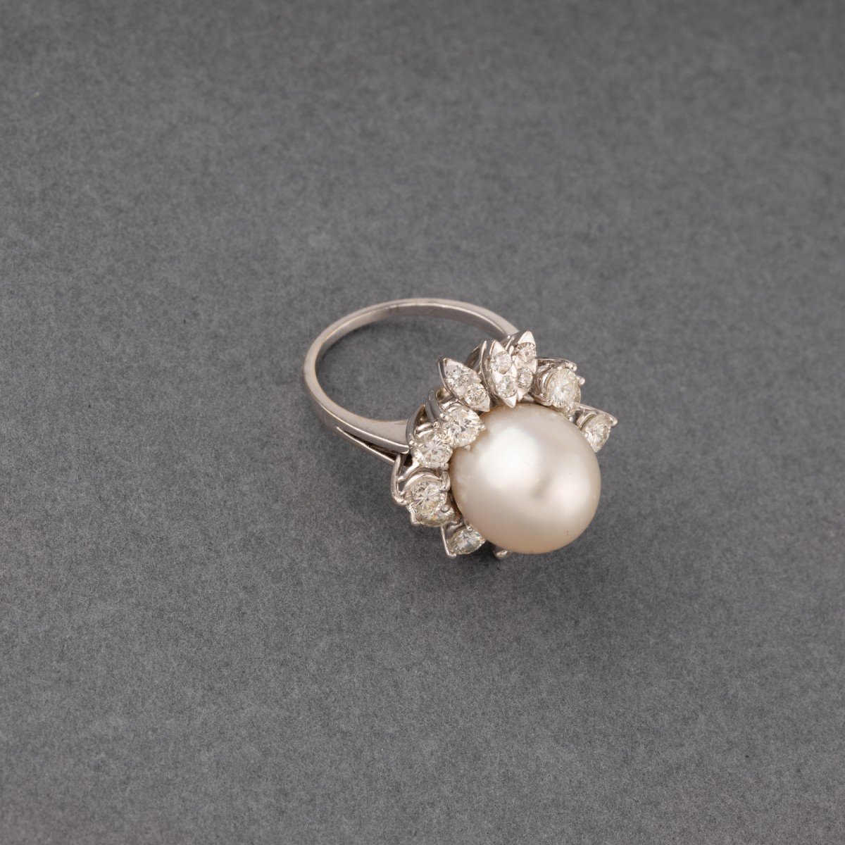 Vintage French Gold Diamond And Pearl Ring-photo-5