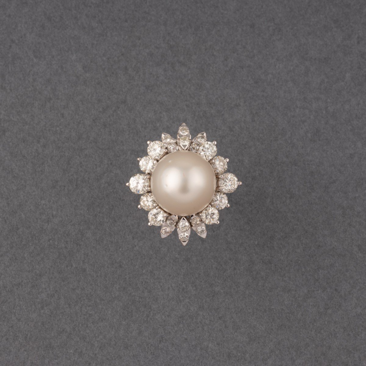 Vintage French Gold Diamond And Pearl Ring-photo-6