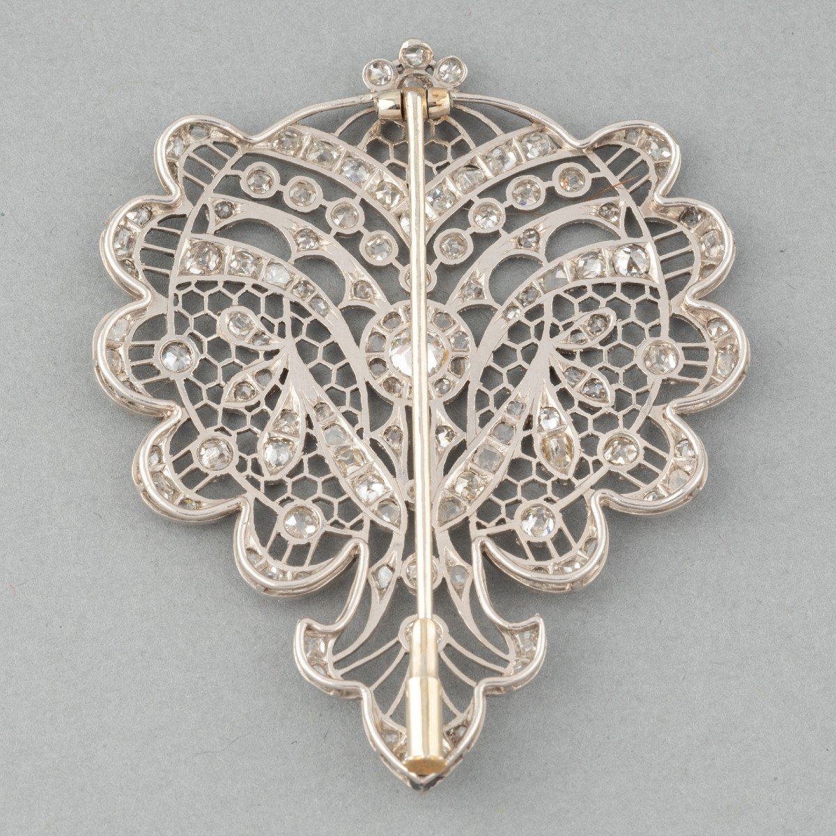 French Belle Epoque Brooch In Platinum And Diamonds-photo-4