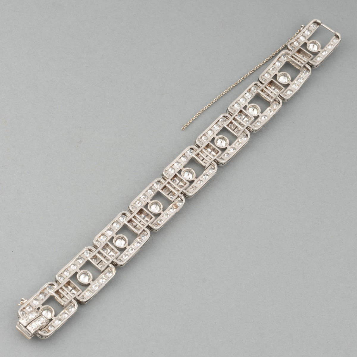 Bracelet Art Déco En Platine Et 16 Carats De Diamants-photo-3