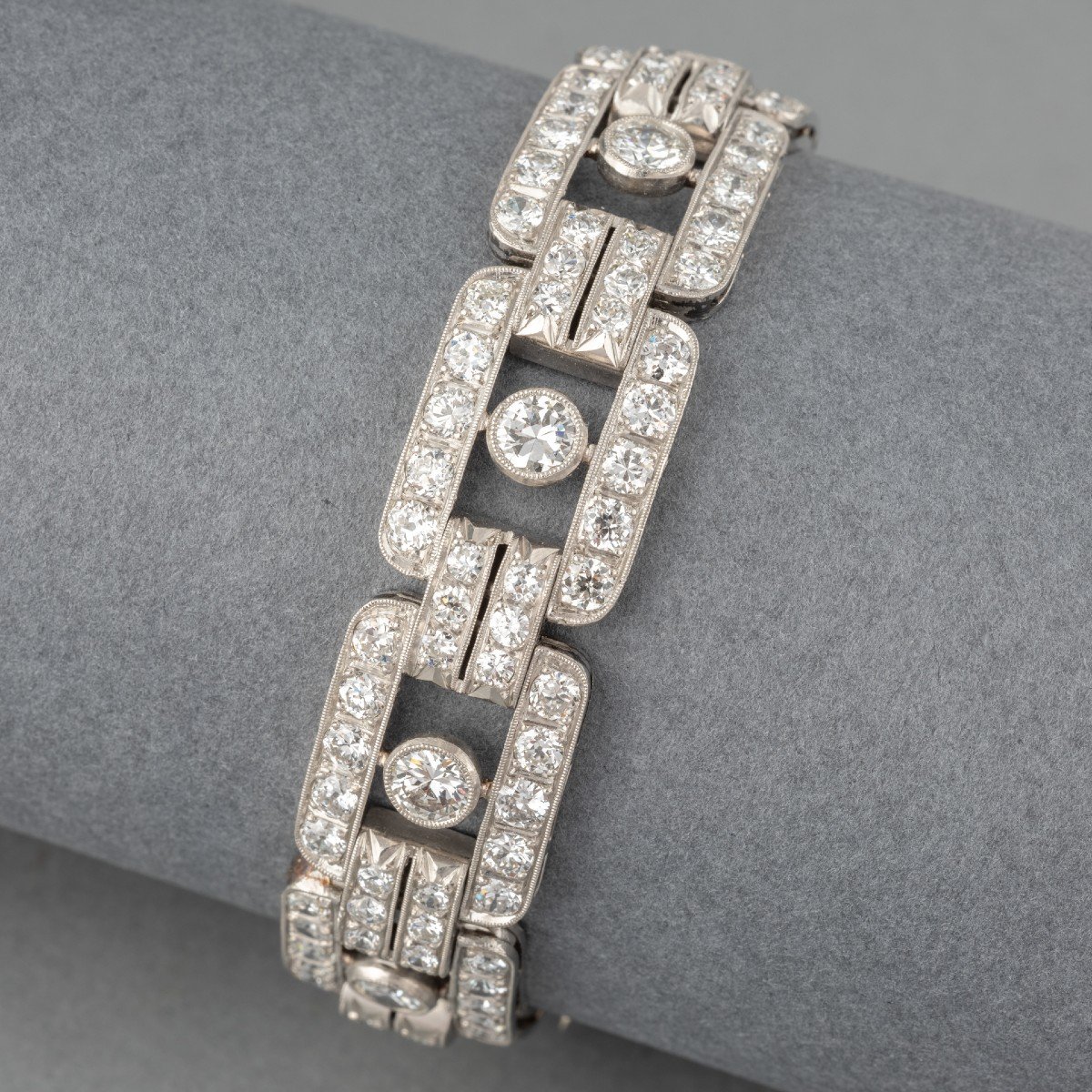 Bracelet Art Déco En Platine Et 16 Carats De Diamants-photo-4