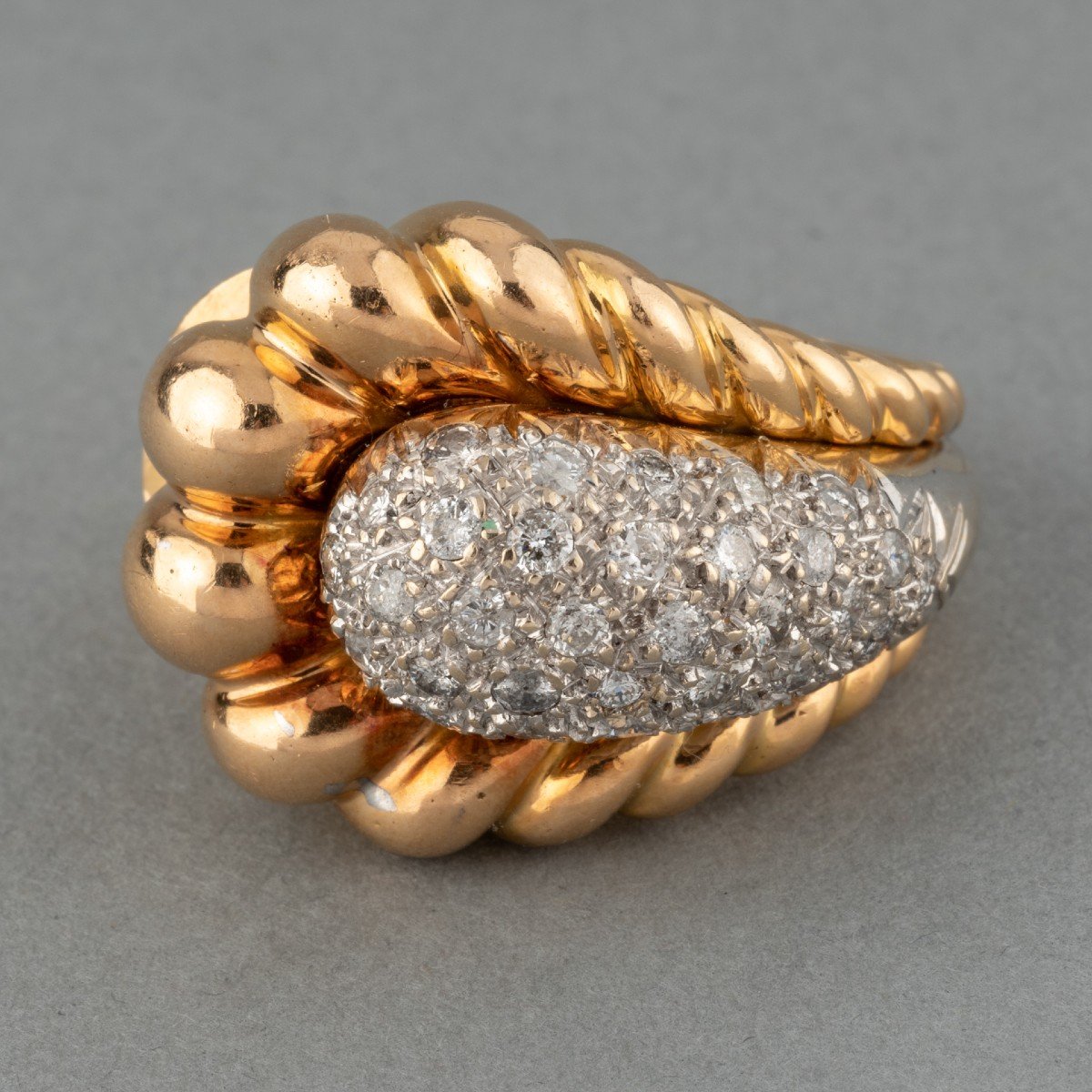 Vintage French Ring In Gold And Diamonds-photo-3