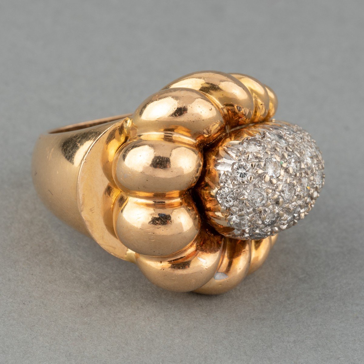 Vintage French Ring In Gold And Diamonds-photo-3