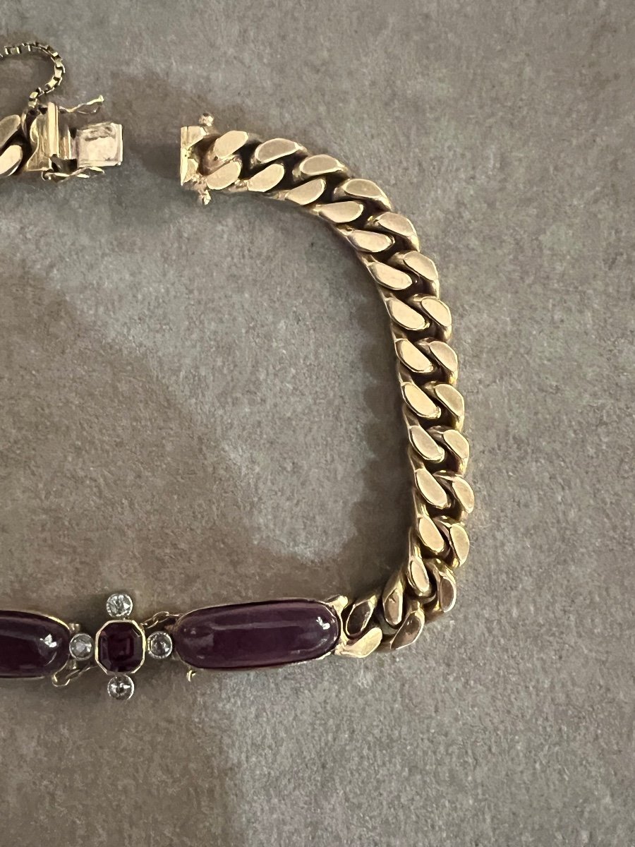 Vintage Italian Bracelet In Gold Diamonds And Fine Stones-photo-1