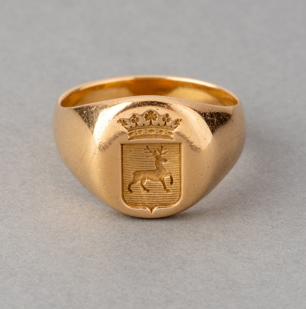 Bague Chevalière Ancienne Française En Or