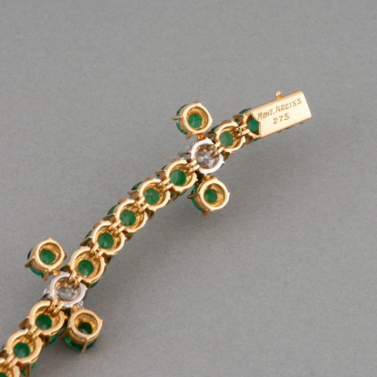Proantic: Bracelet Italien Vintage En Or Diamants Et Pierres Fines