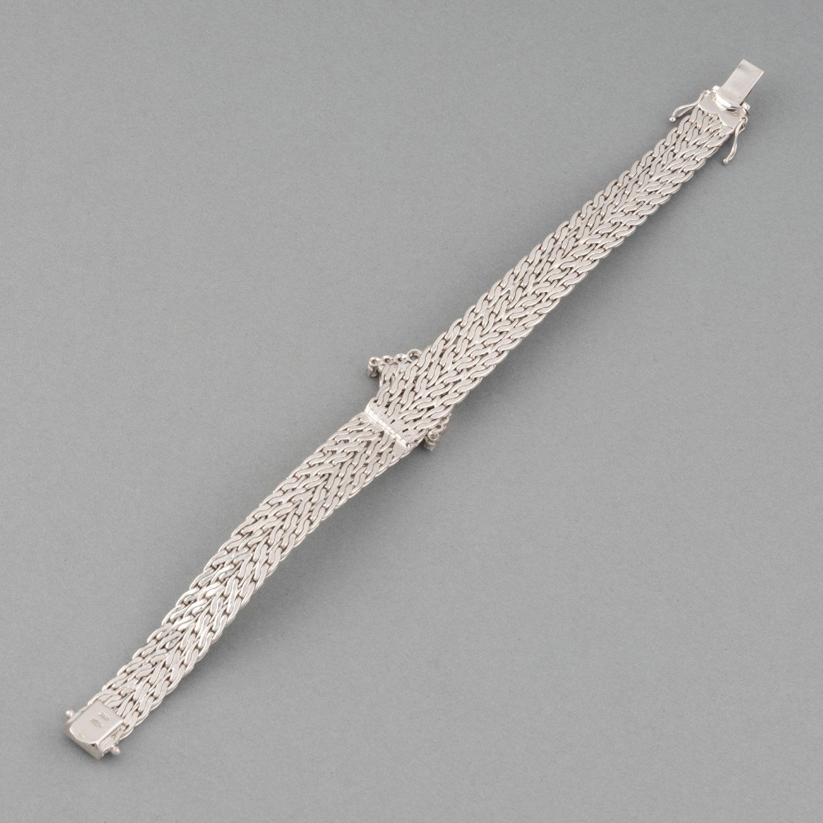 Vintage Italian Bracelet In White Gold And Diamonds-photo-4