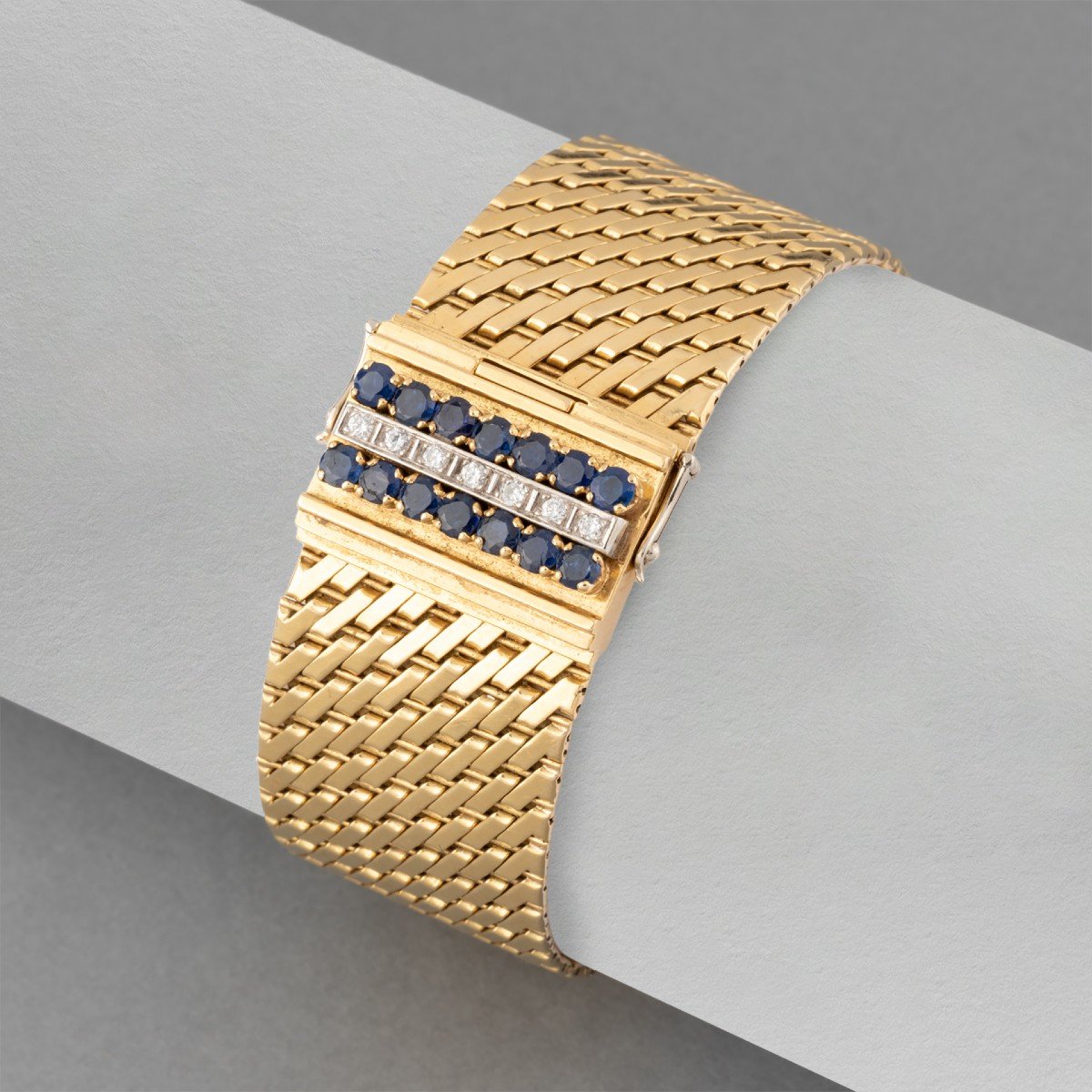 Bracelet Vintage En Or Diamants Et Saphirs-photo-4