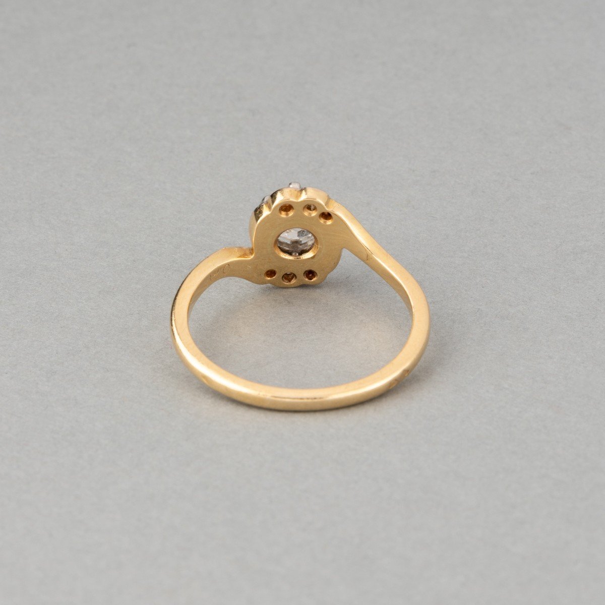 Bague Française Ancienne Belle Epoque En Or Et Diamant-photo-4