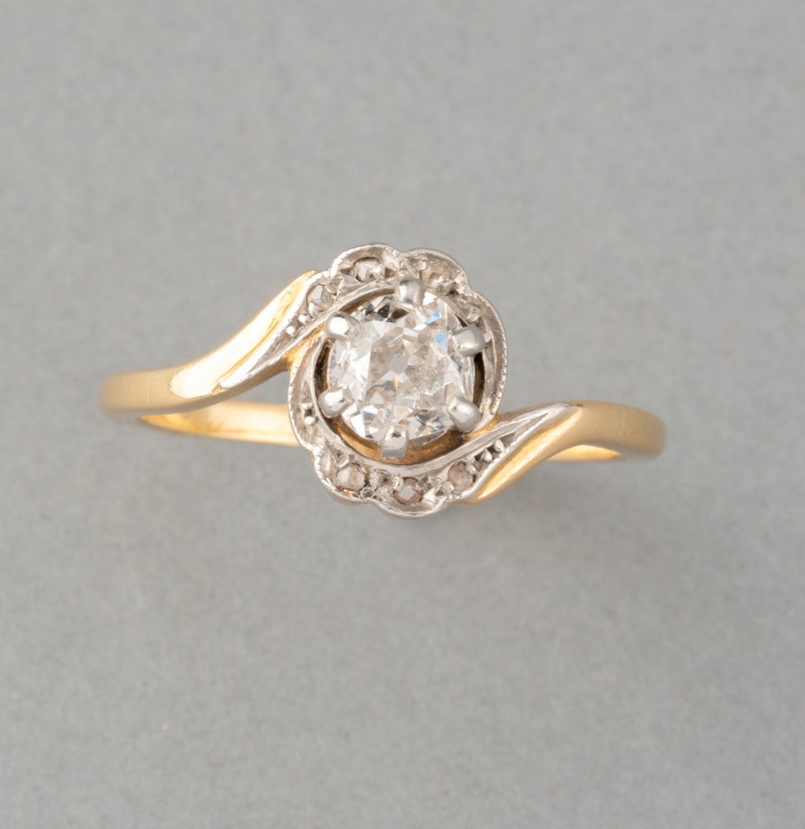 Bague Française Ancienne Belle Epoque En Or Et Diamant