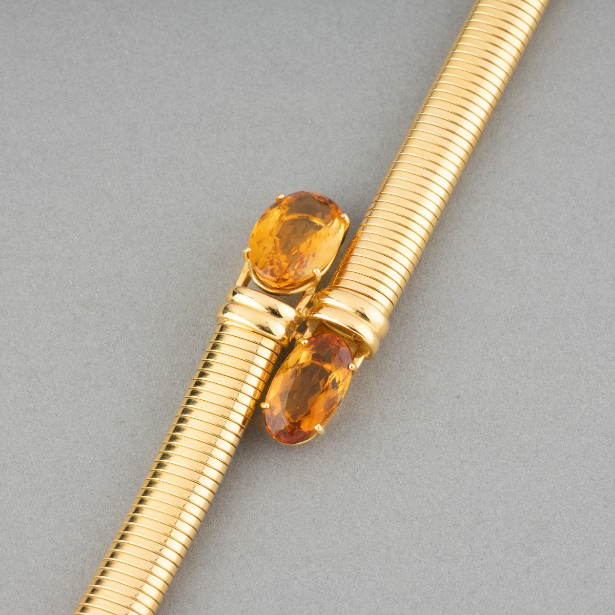 Vintage Tubogaz Bracelet In Gold And Citrines-photo-3