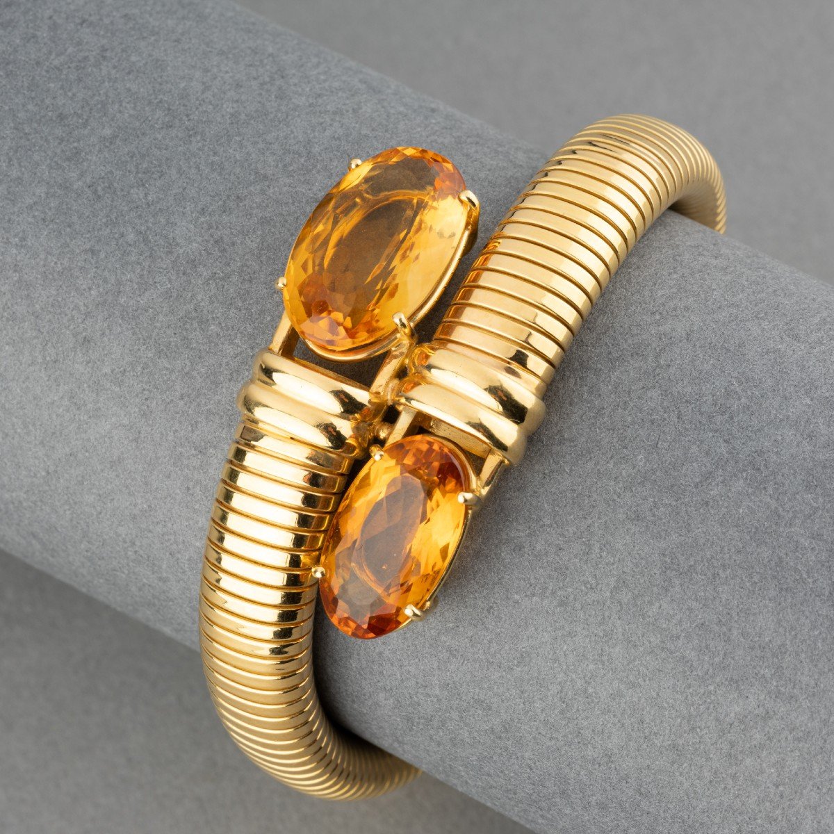 Vintage Tubogaz Bracelet In Gold And Citrines
