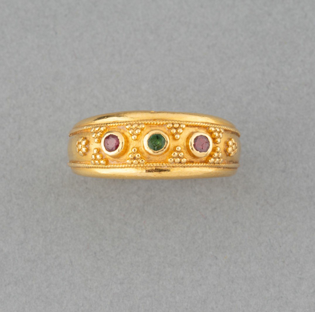 Vintage Zolotas Ring In Gold And Precious Stones