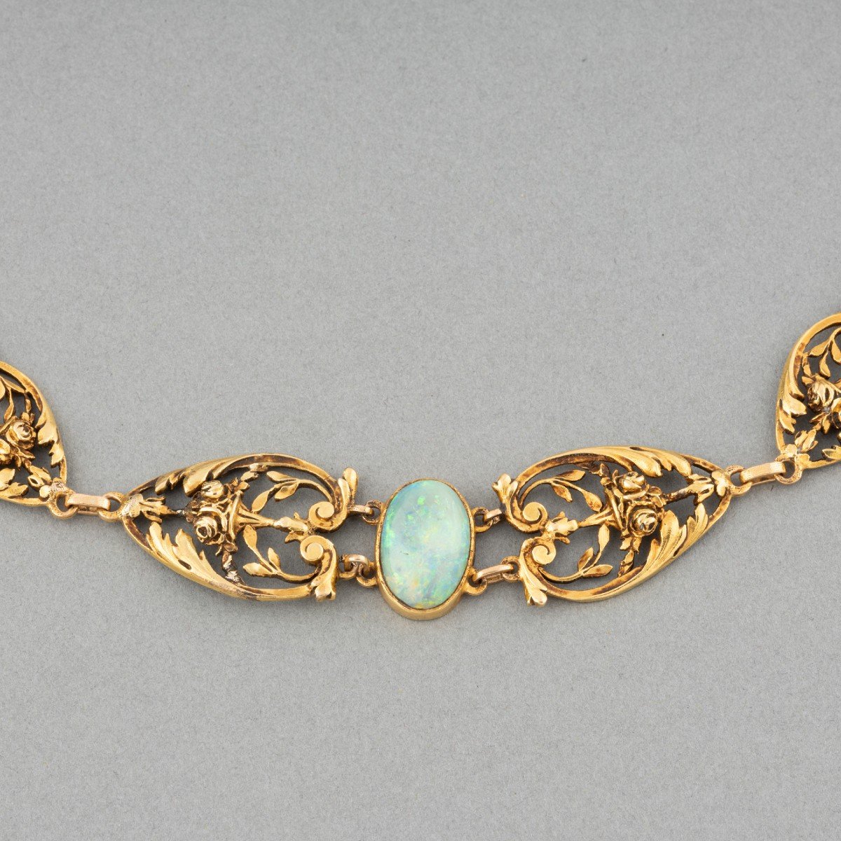 Old French Art Nouveau Necklace In Gold And Opal-photo-3
