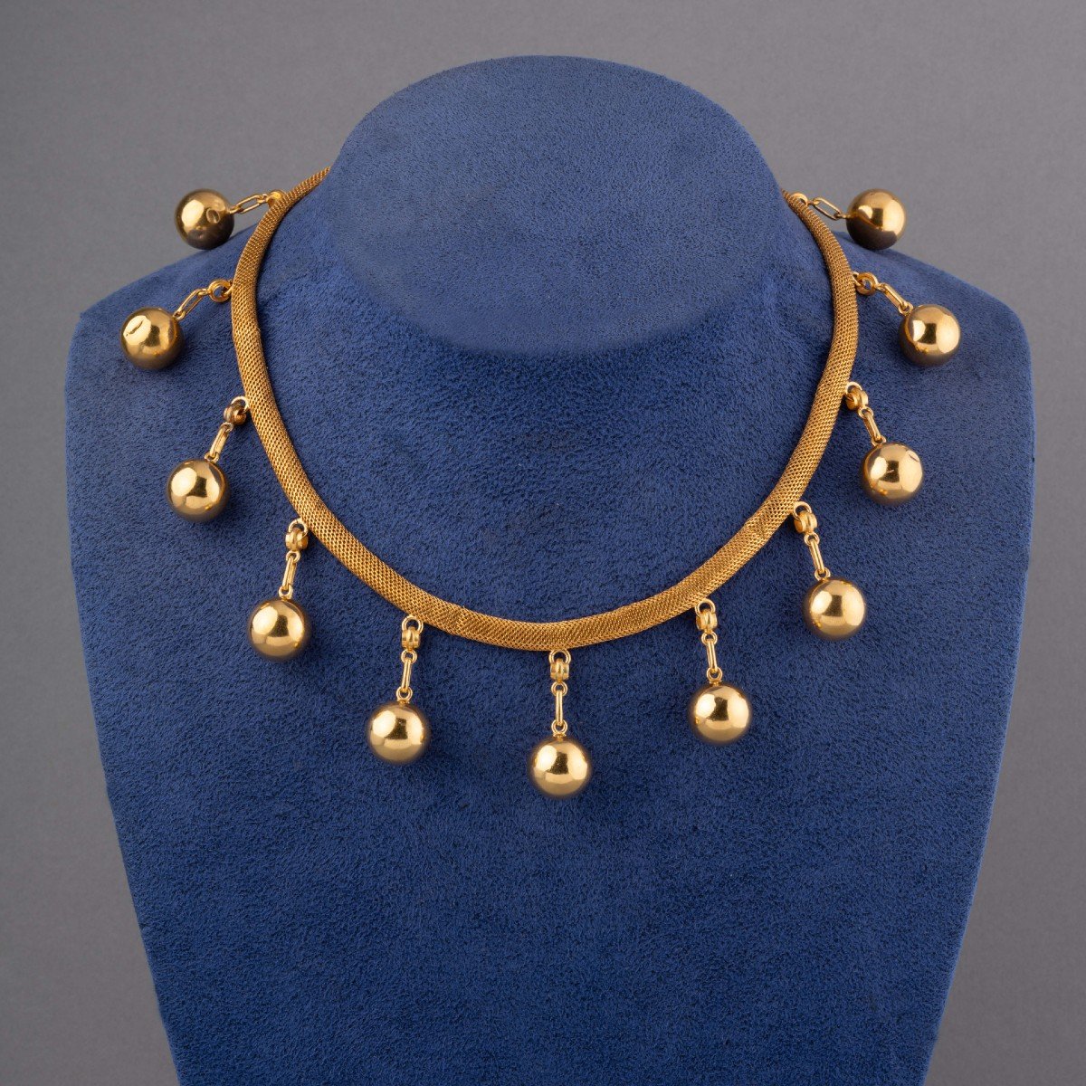 Collier Français Ancien 19ième En Or Napoléon III-photo-4