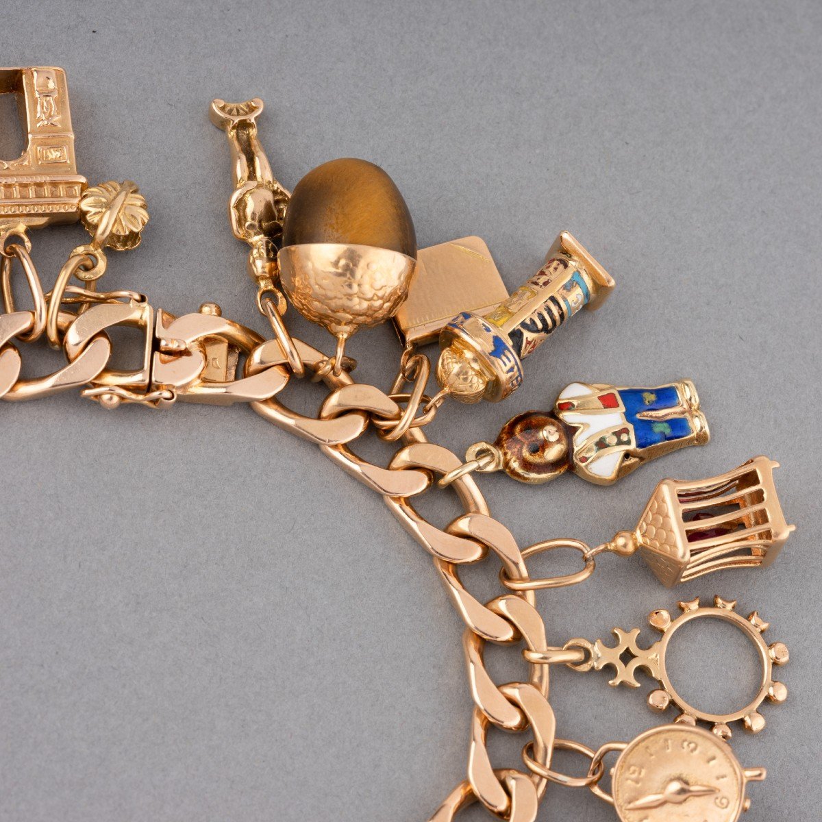 Bracelet Breloques Français Vintage En Or -photo-2