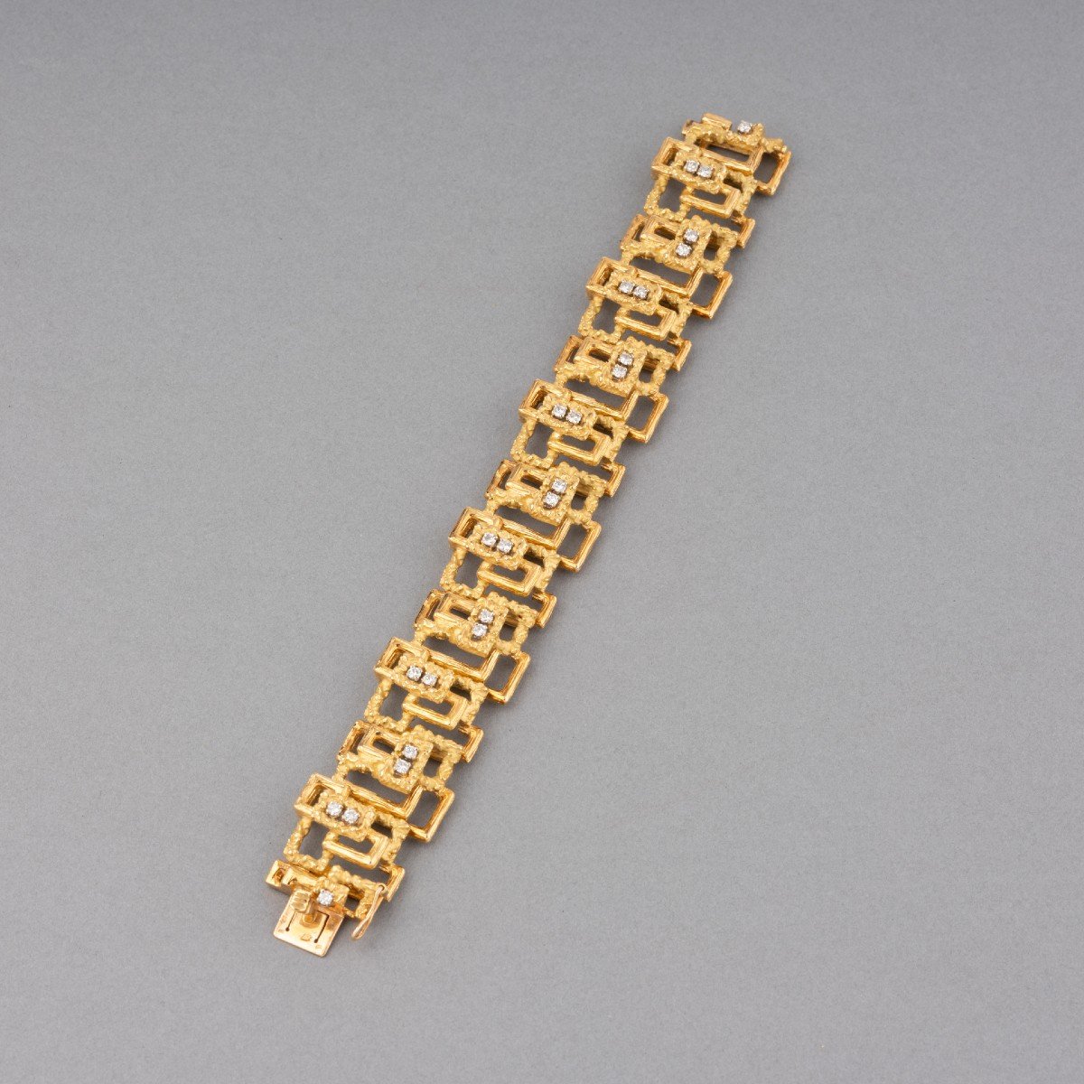 French Bracelet In Gold And Diamonds 70s.-photo-2