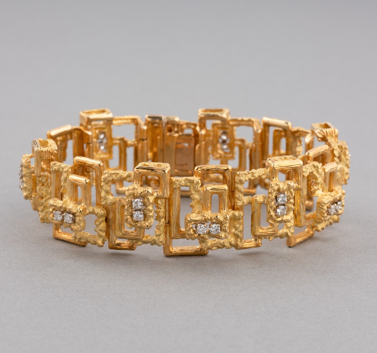 French Bracelet In Gold And Diamonds 70s.