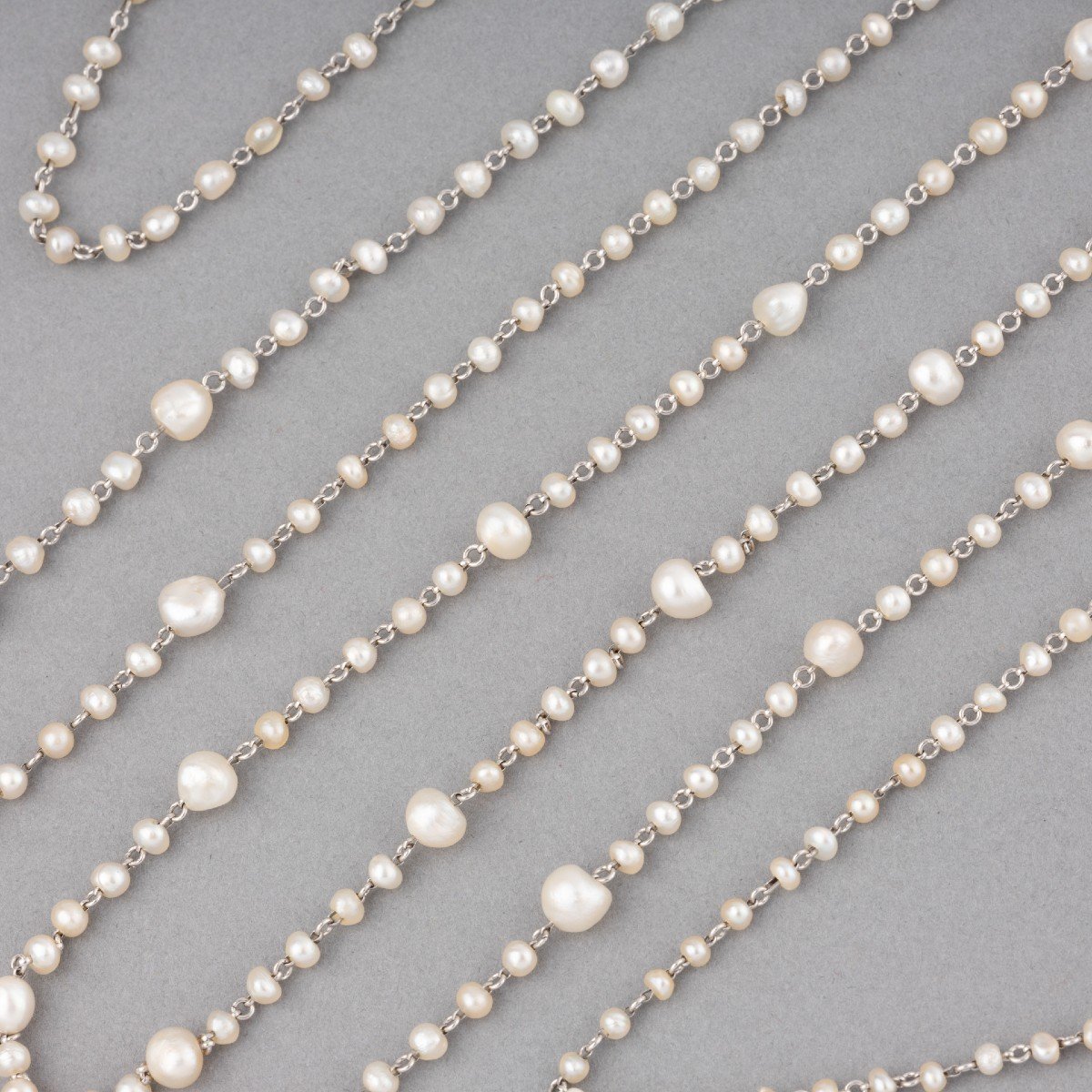 Collier Chaîne Ancien En Platine Et Perles Fines-photo-3