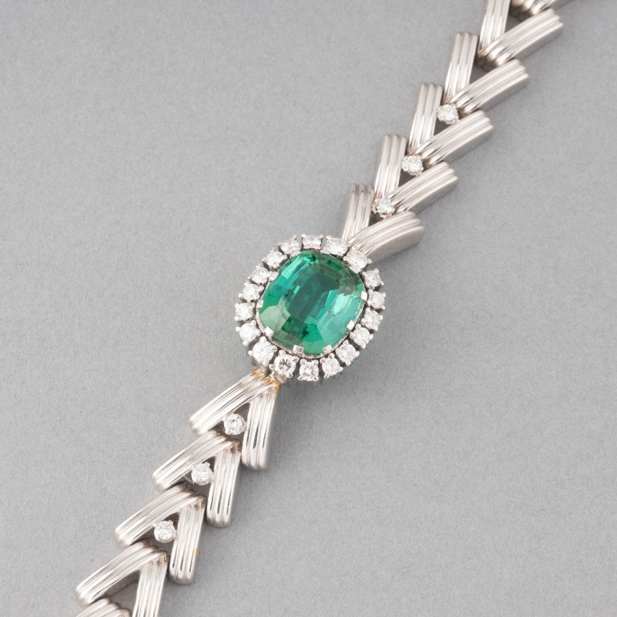Vintage Gold Bracelet With Diamonds And Tourmaline-photo-3