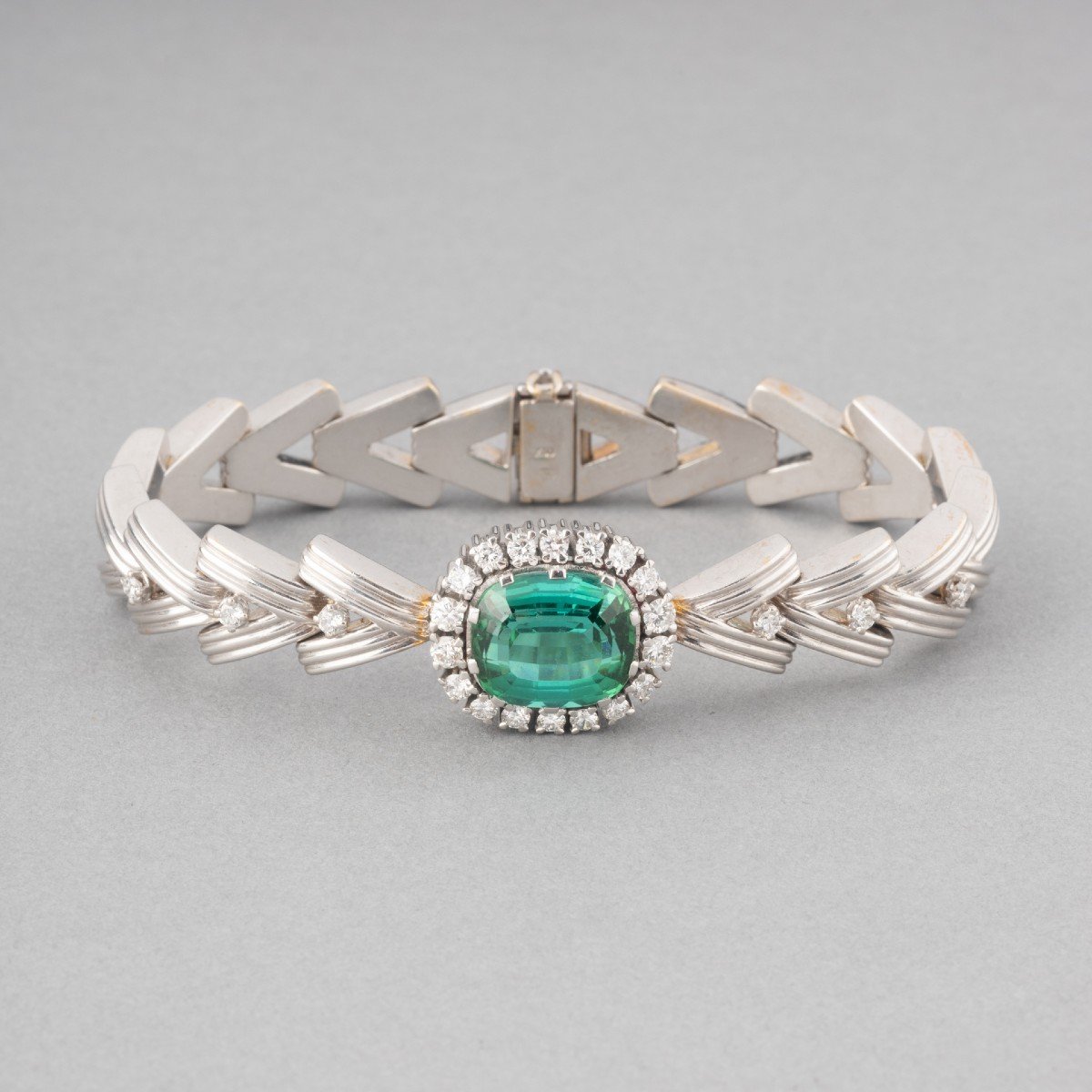 Vintage Gold Bracelet With Diamonds And Tourmaline