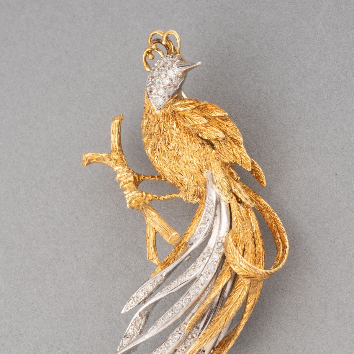 Vintage Gold And Diamond Bird Brooch-photo-2