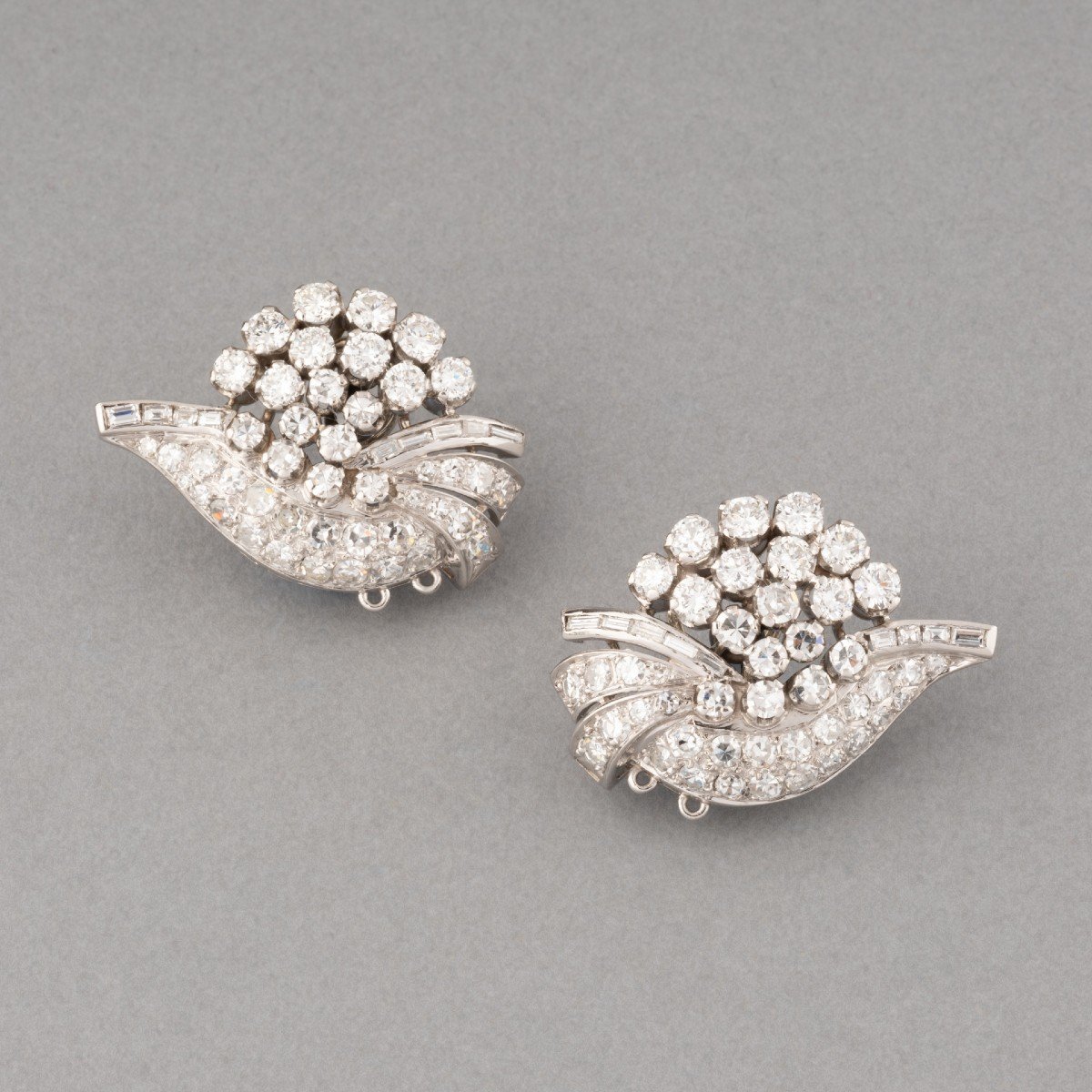Boucles d'Oreilles Françaises Vintage En Or Et Diamants-photo-2