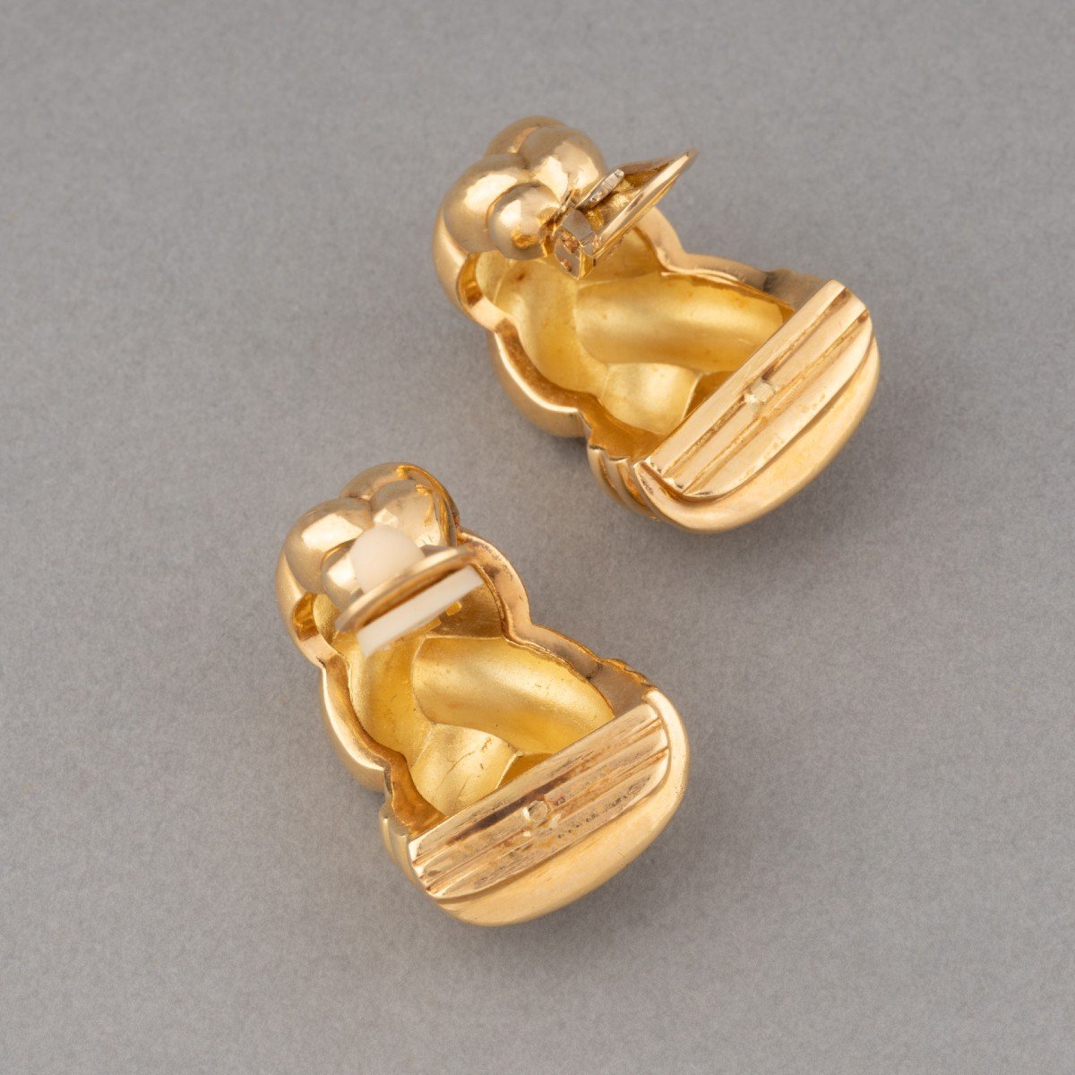 Boucles d'Oreilles Françaises Vintage En Or Et Diamants-photo-2