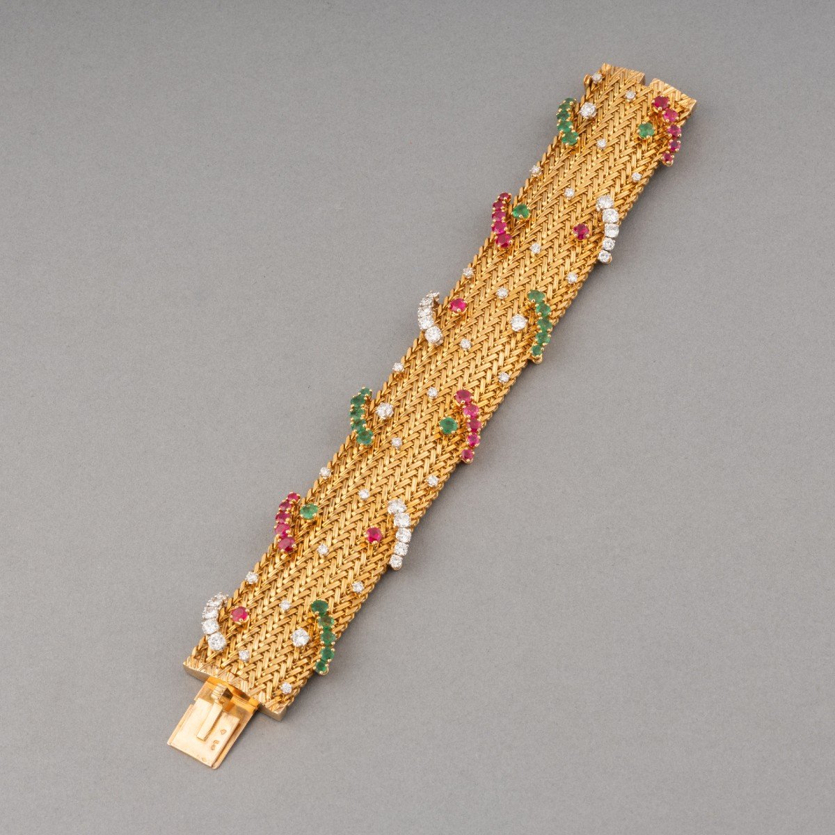 Victor Pourrat Vintage Gold And Gemstone Bracelet-photo-3