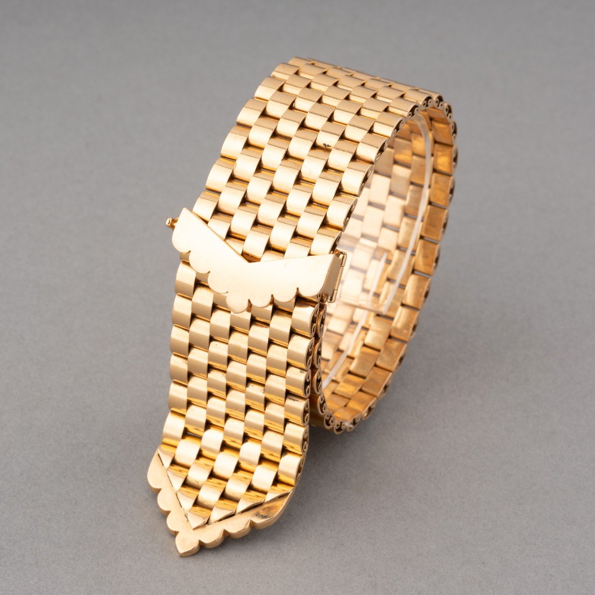Vintage French Gold Belt Bracelet -photo-4