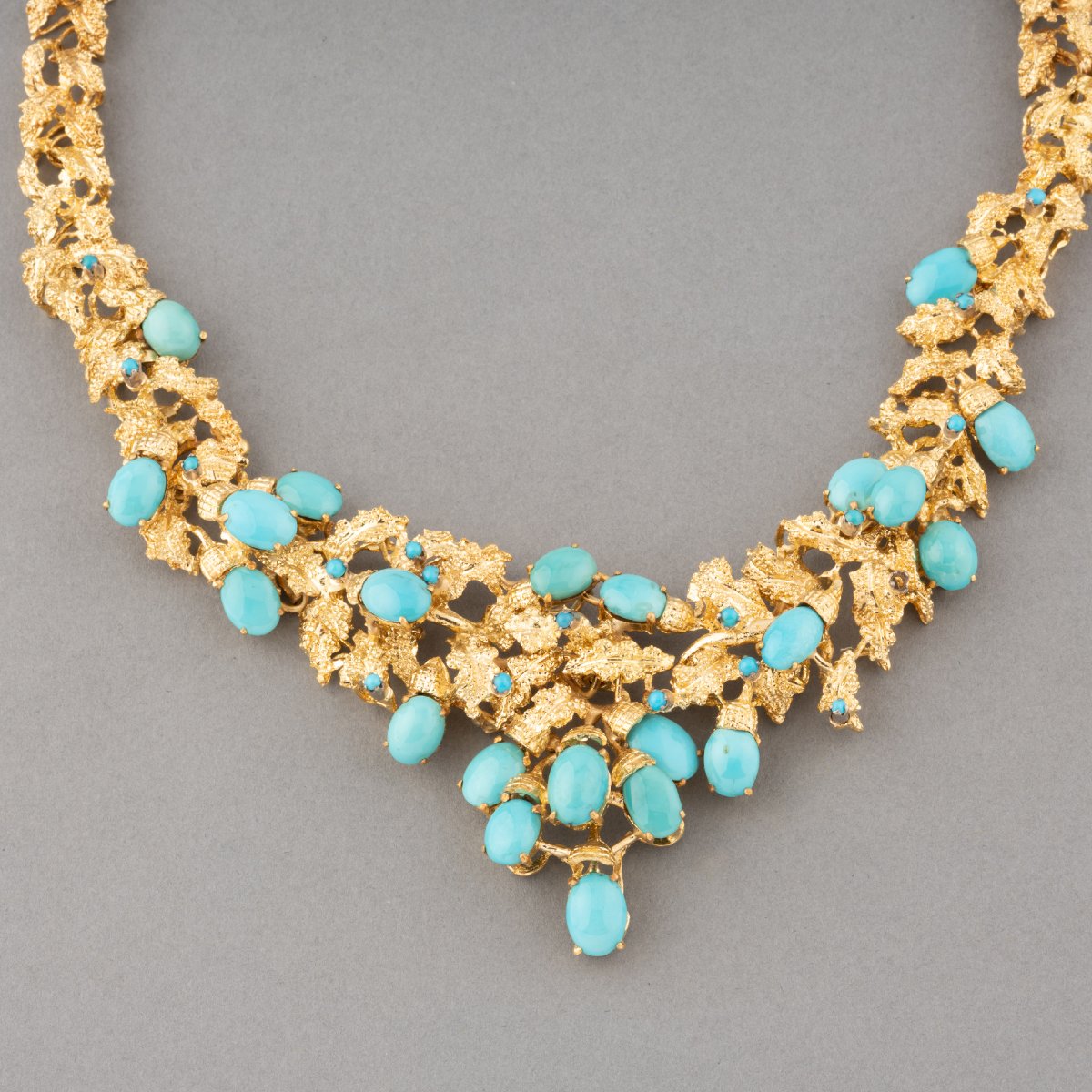 Collier Vintage En Or Et Turquoises-photo-1