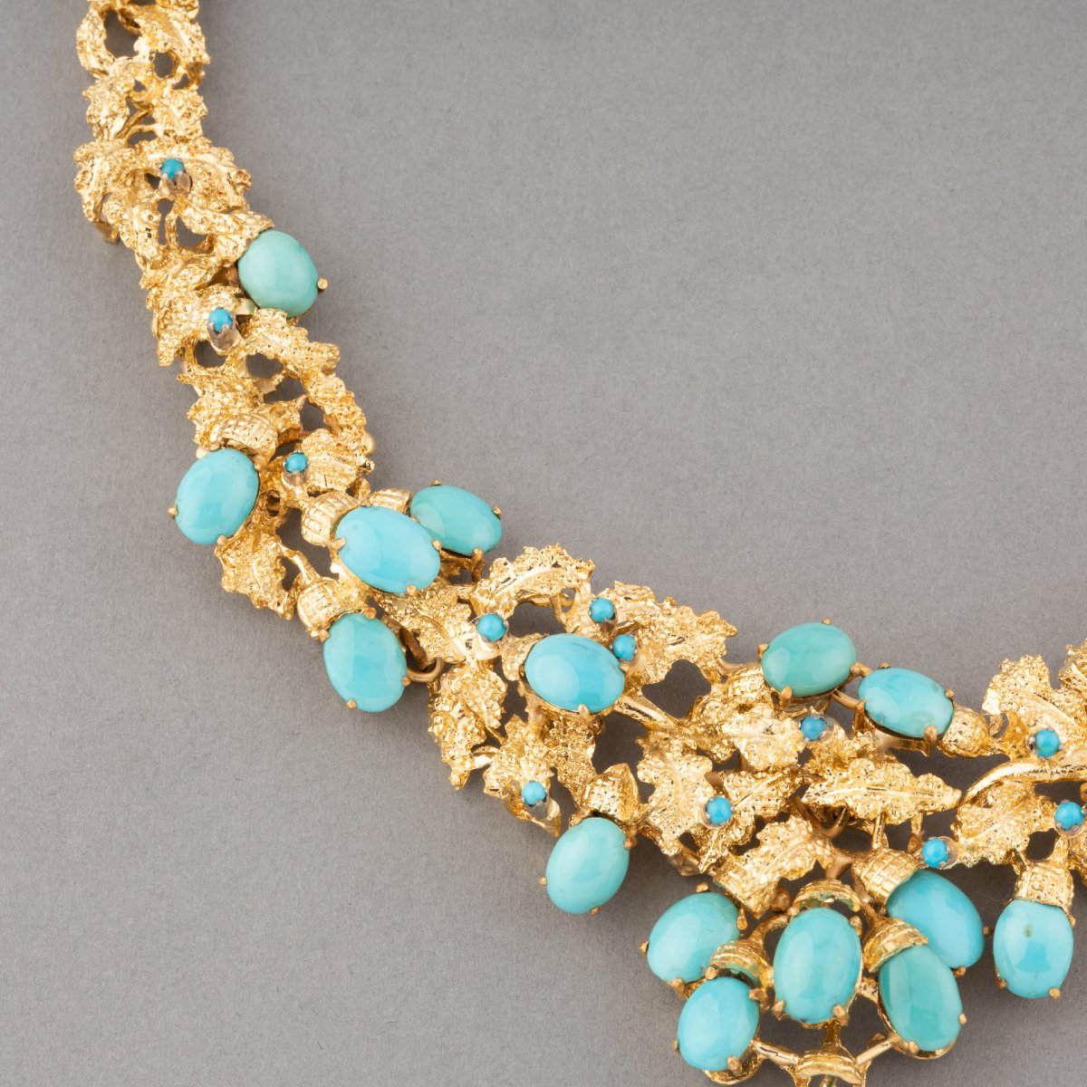 Collier Vintage En Or Et Turquoises-photo-3