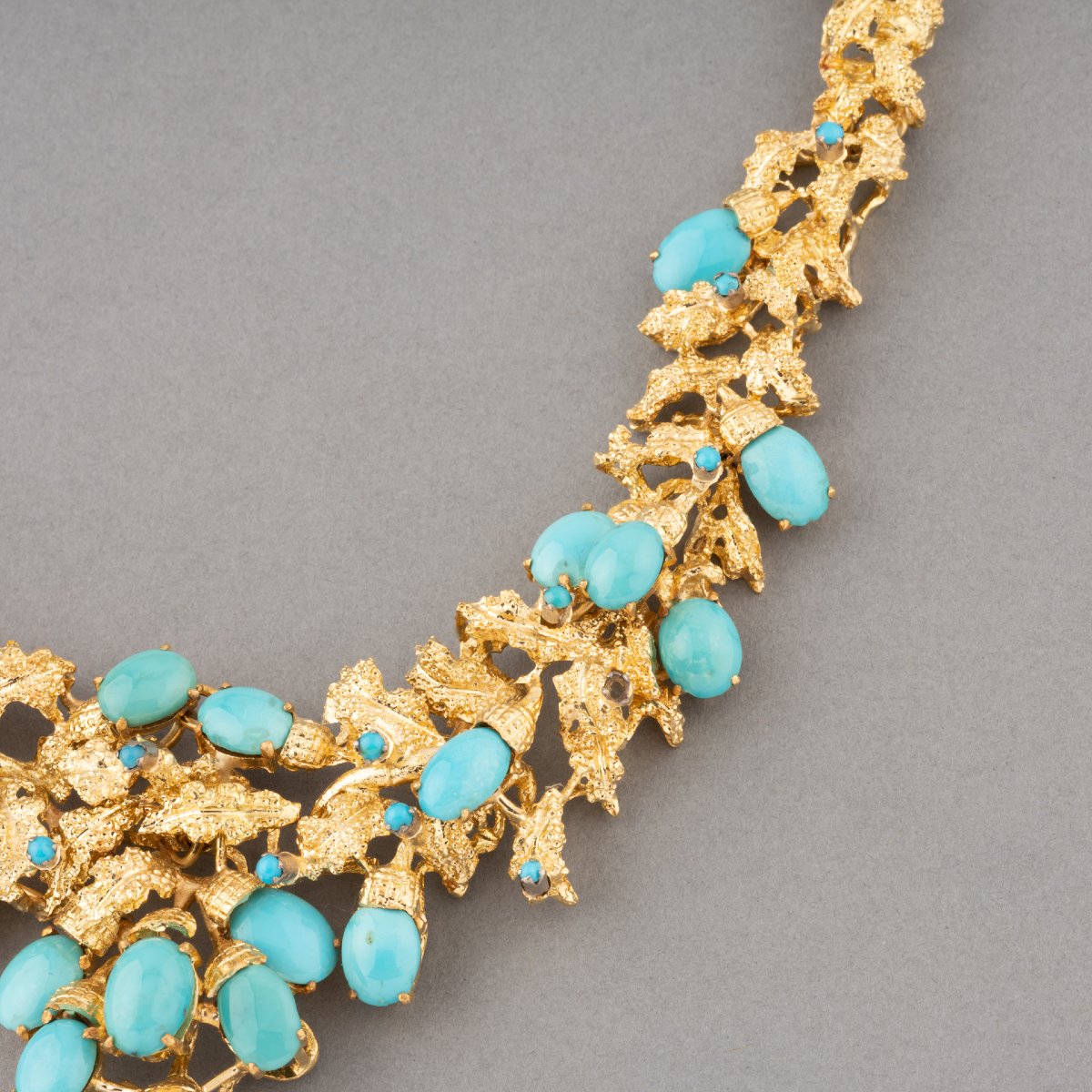 Collier Vintage En Or Et Turquoises-photo-4