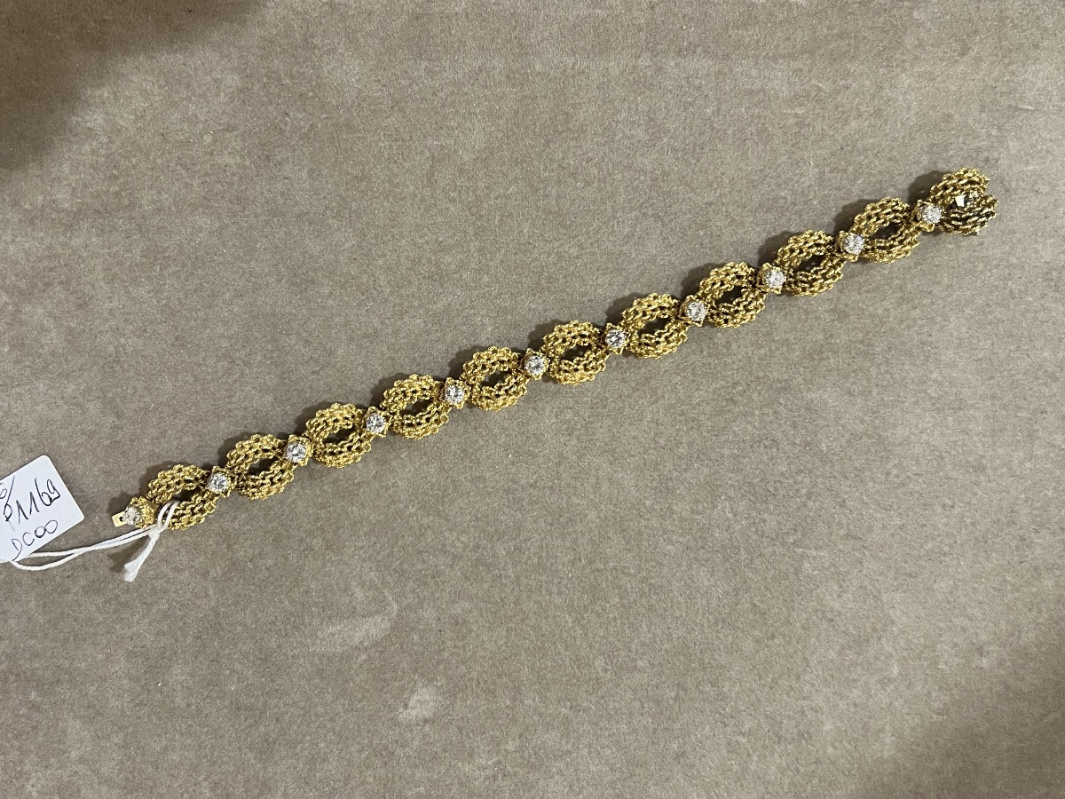 Vintage 1 Carat Gold And Diamond Bracelet-photo-2