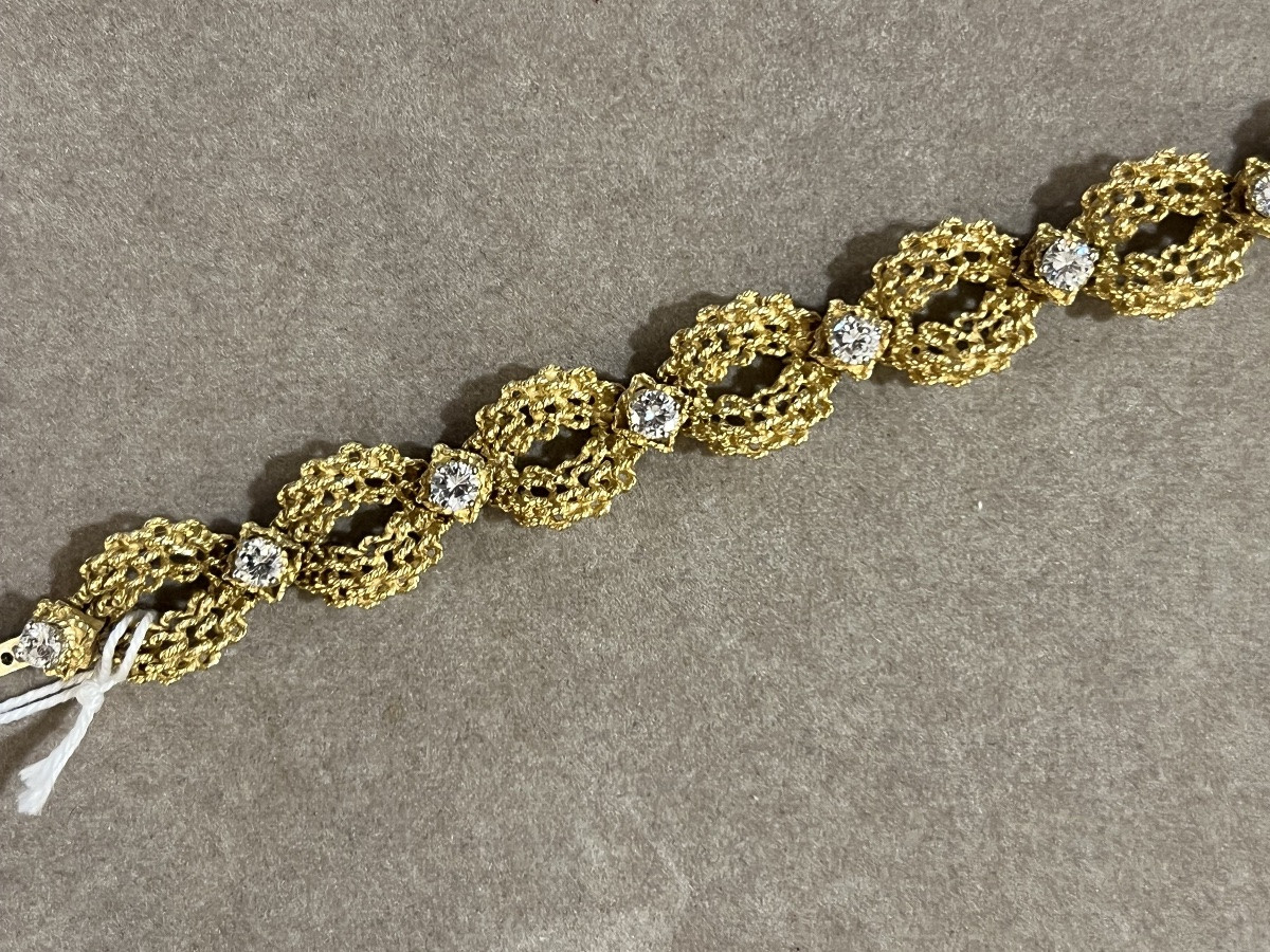 Vintage 1 Carat Gold And Diamond Bracelet-photo-4