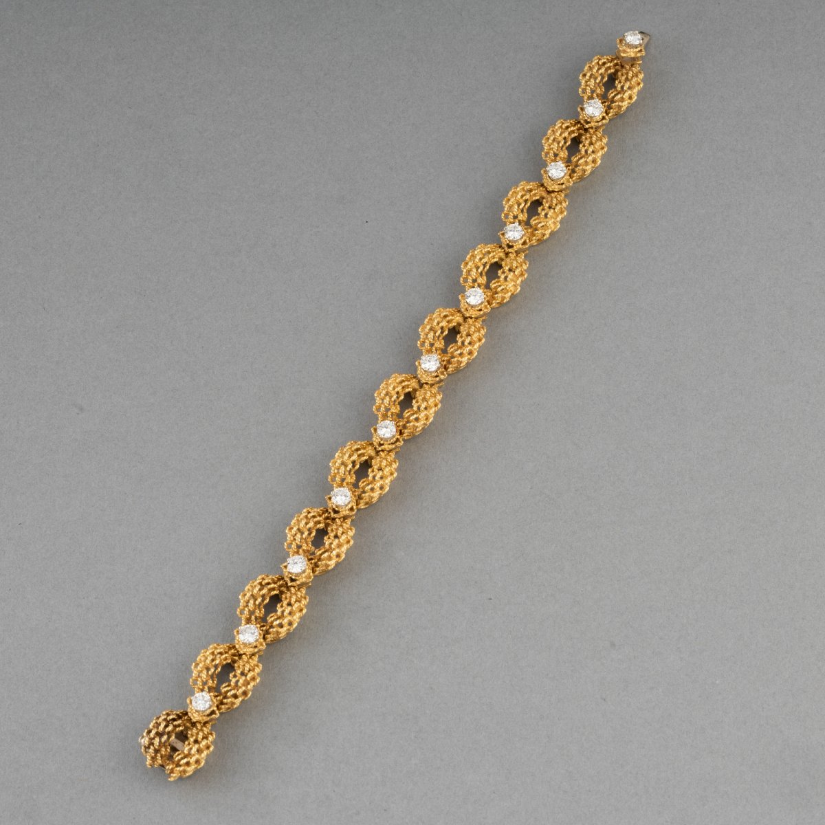 Vintage Gold And 1-carat Diamond Bracelet-photo-2