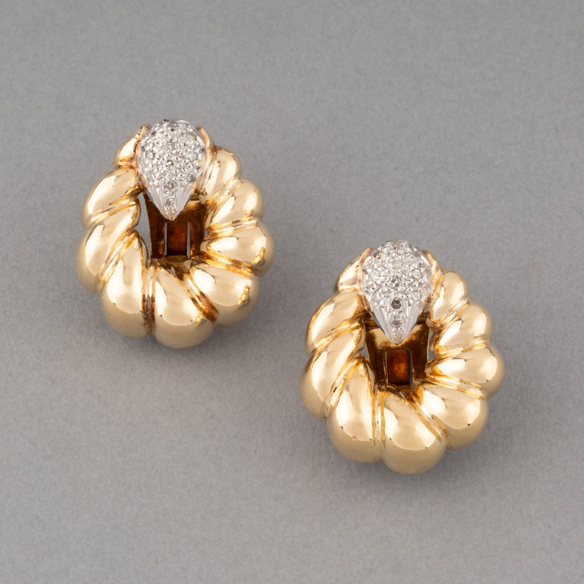 Boucles d'oreilles vintage en or et diamants-photo-2