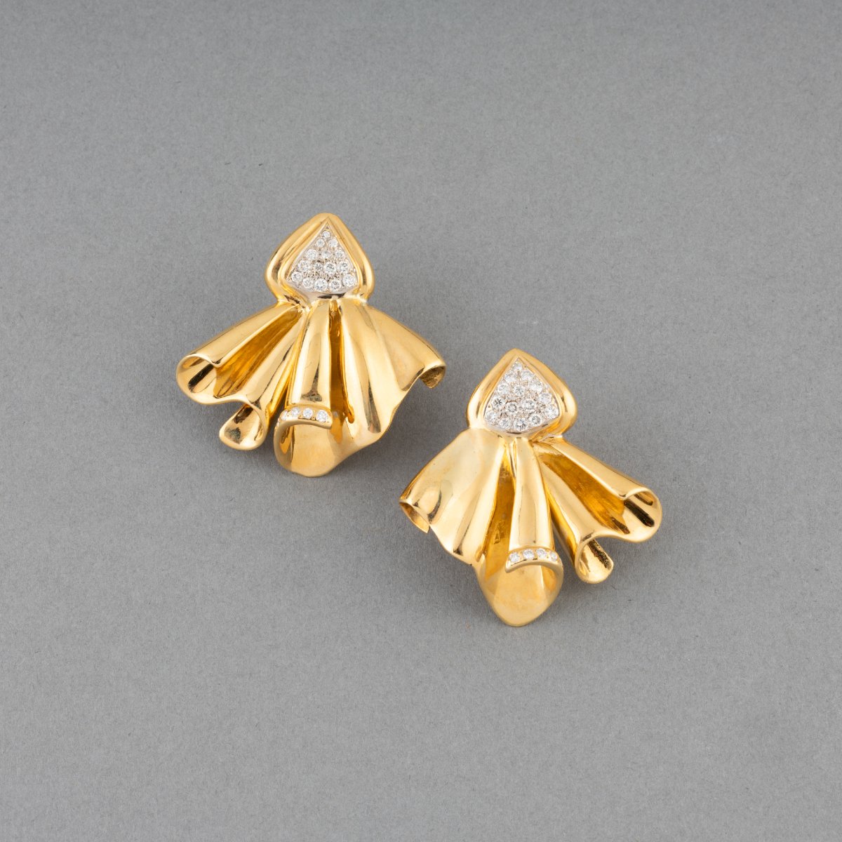 Boucles d'oreilles vintage françaises en or et diamants-photo-2