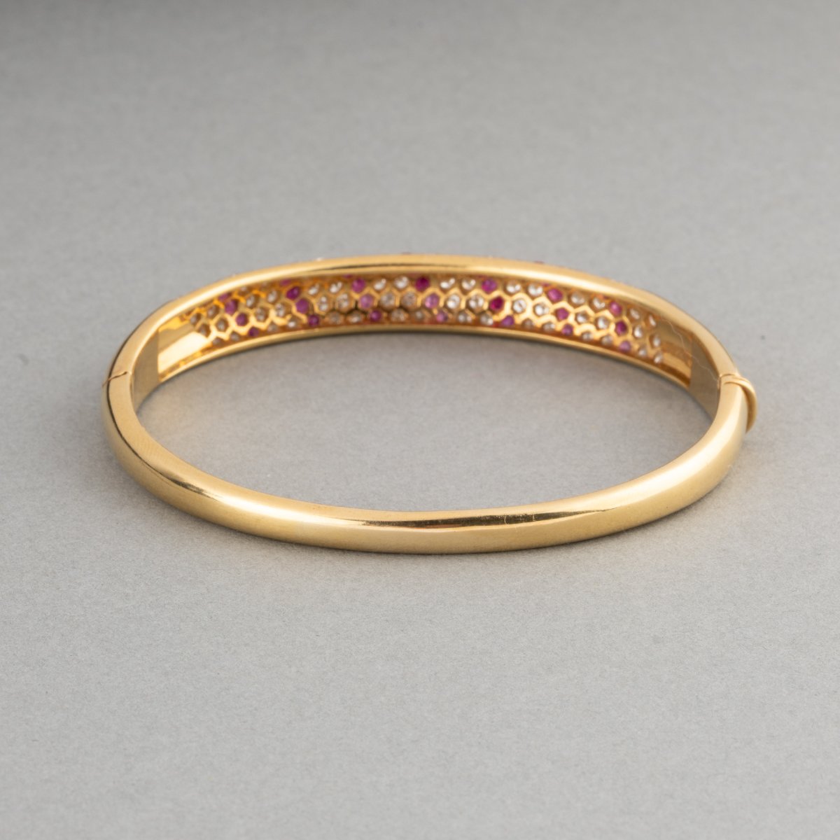 Vintage French Bracelet In Gold, Diamonds And Rubies-photo-3
