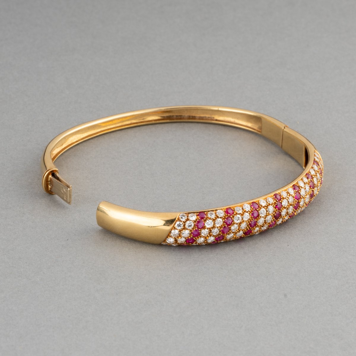 Vintage French Bracelet In Gold, Diamonds And Rubies-photo-4