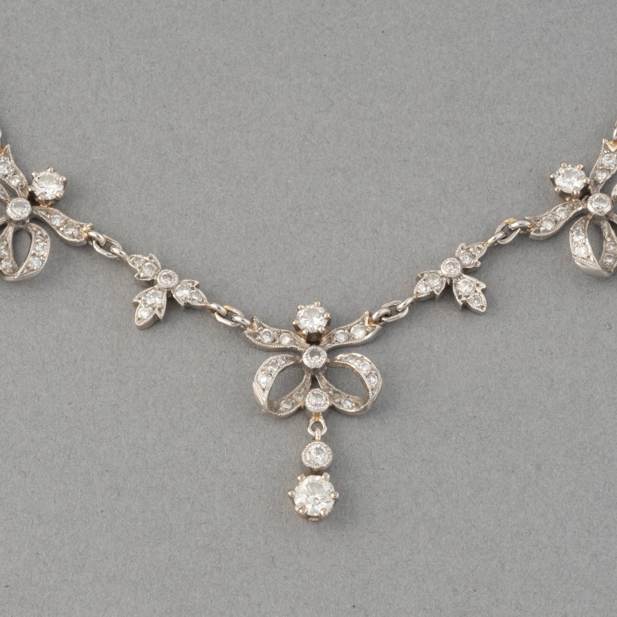 French Belle Epoque Platinum And Diamond Necklace-photo-4