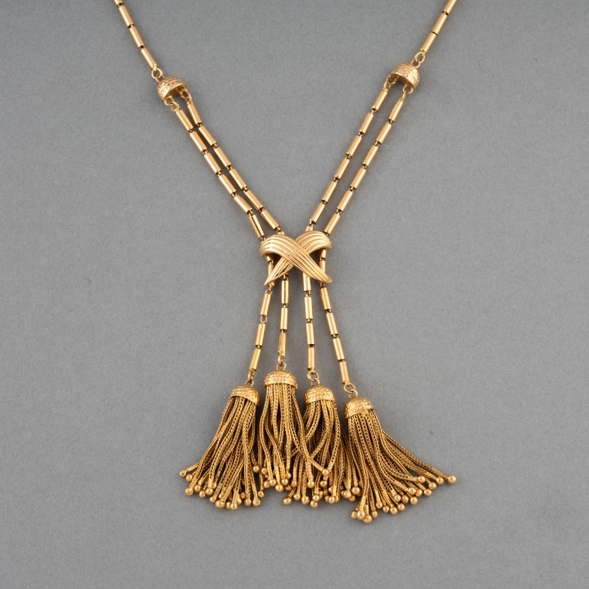 Collier Pompons Français Vintage en Or -photo-2