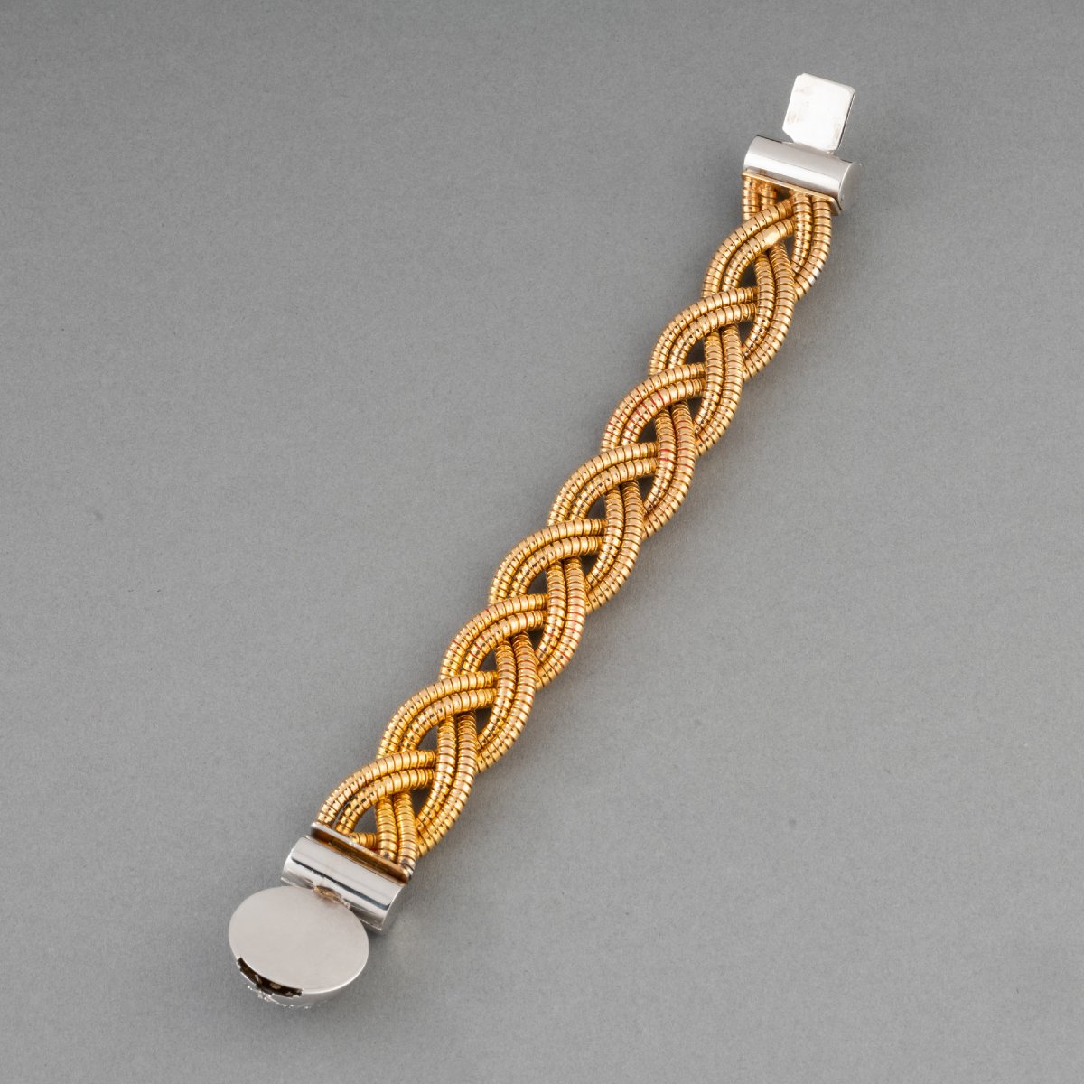 Bracelet Français Vintage en Or et Diamants-photo-4