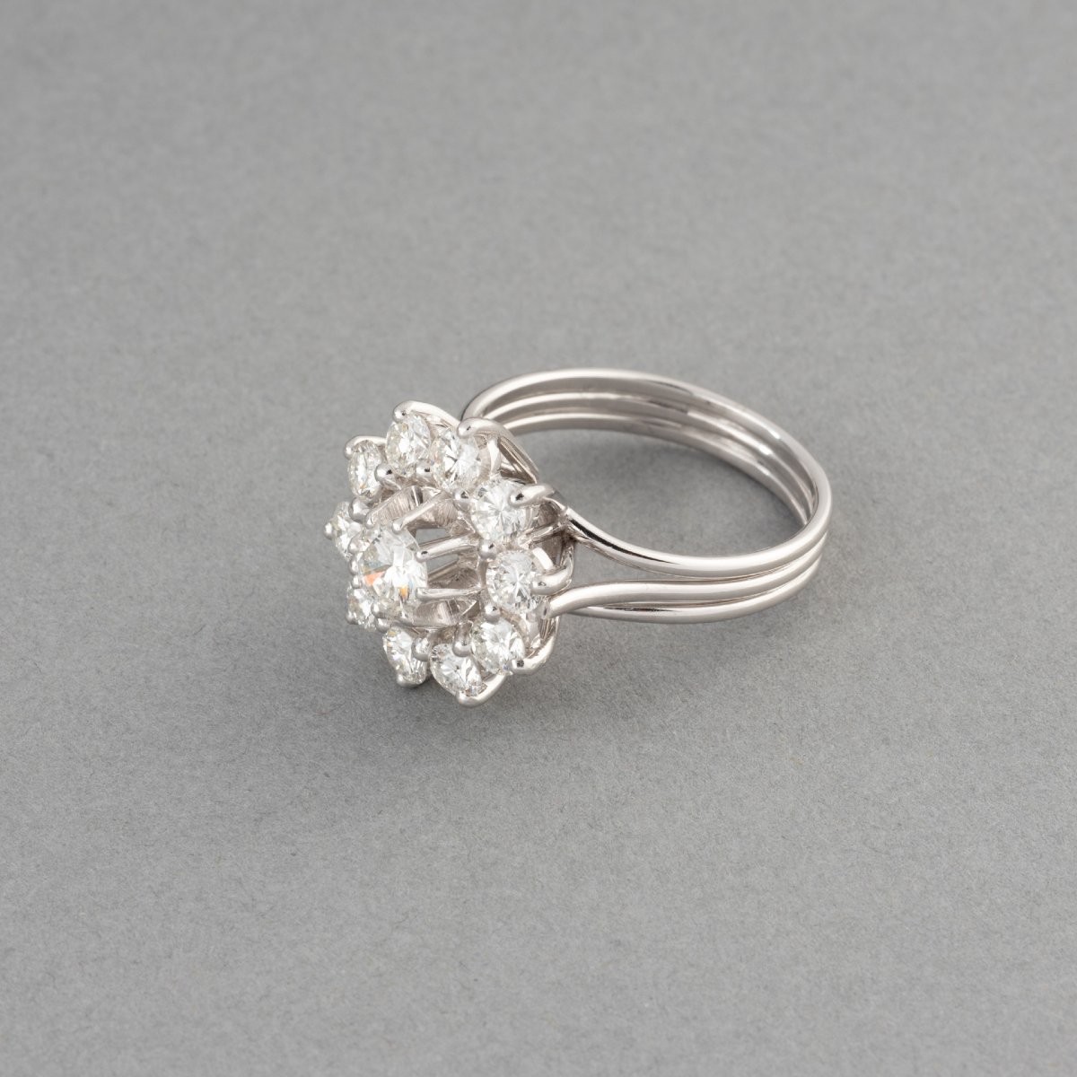 Bague Française Vintage en Or et Diamants-photo-3