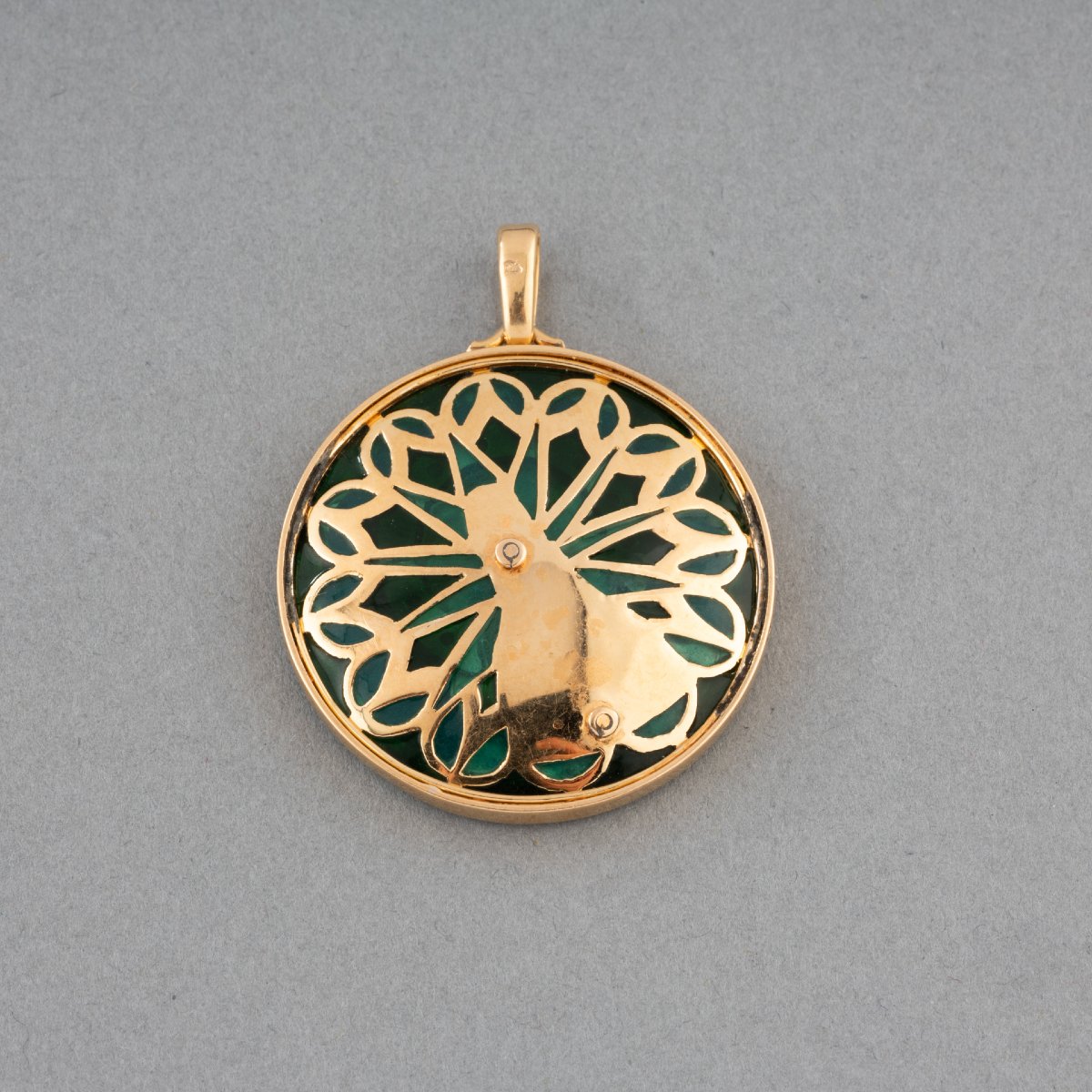 Pendentif Médaille Français Ancien en Or et Email-photo-3